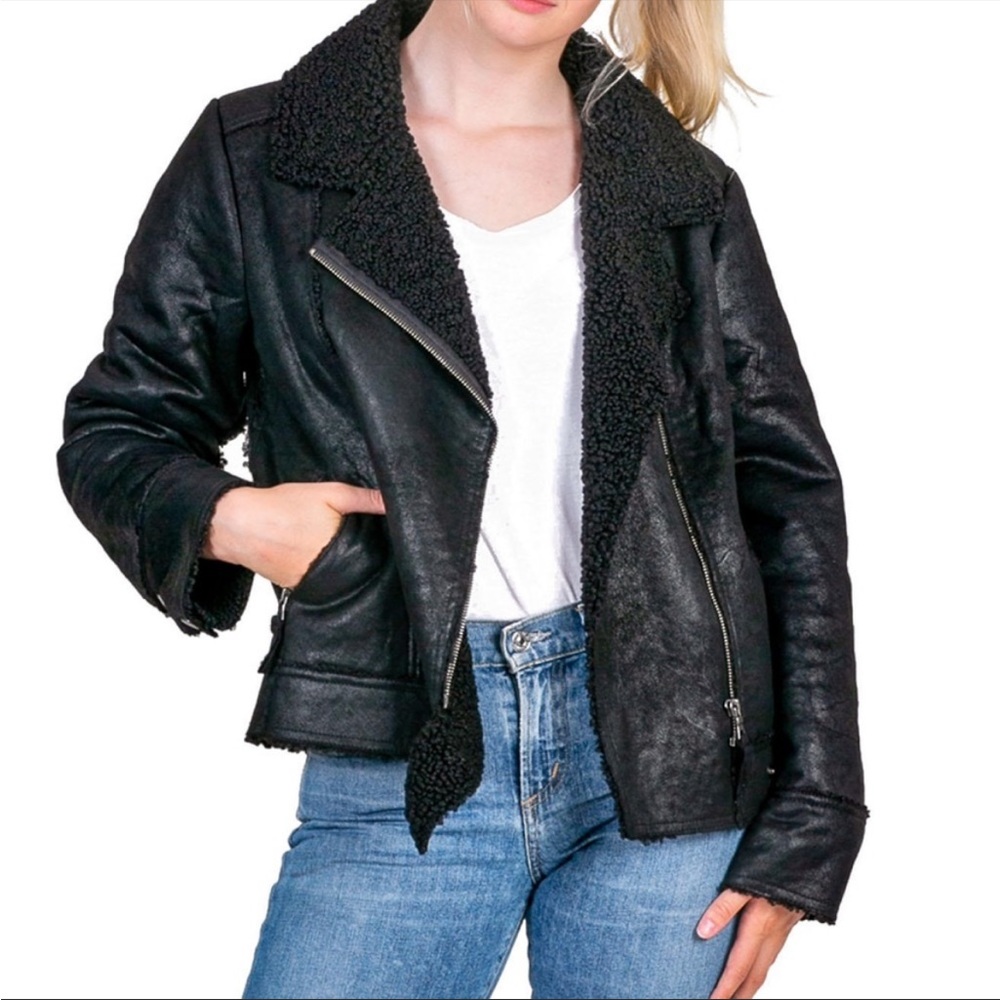 Marrakech Women's Marissa Sherpa-Lined Moto Jacket